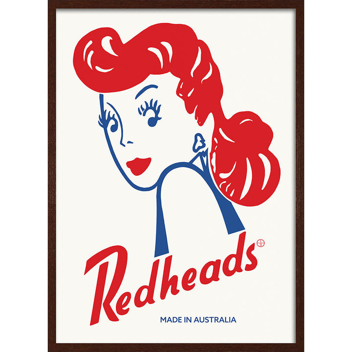 REDHEADS MATCHES 1947 | AUSTRALIA A3 | 297 x 420mm | 11.7 x 16.5 inches / Framed Print: Chocolate Oak Timber Print Art
