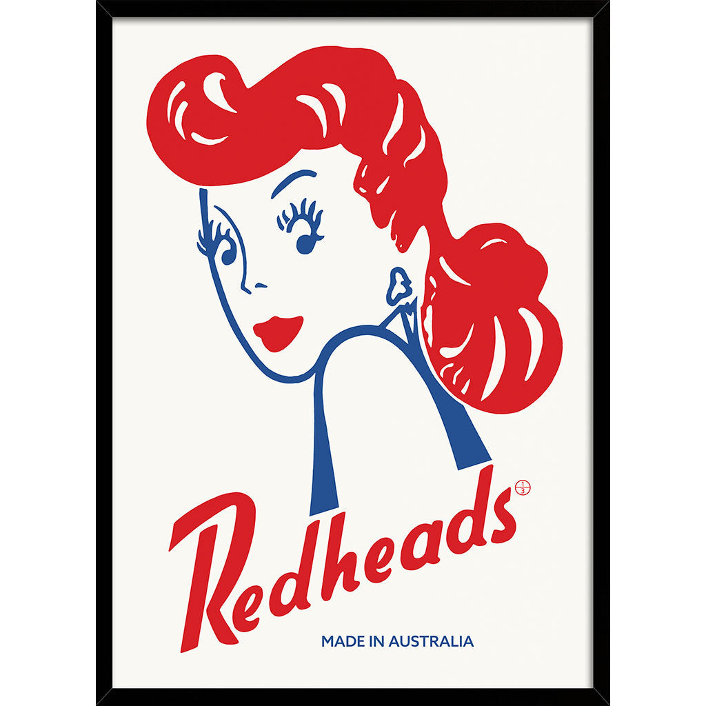 REDHEADS MATCHES 1947 | AUSTRALIA A3 | 297 x 420mm | 11.7 x 16.5 inches / Framed Print: Black Timber Print Art