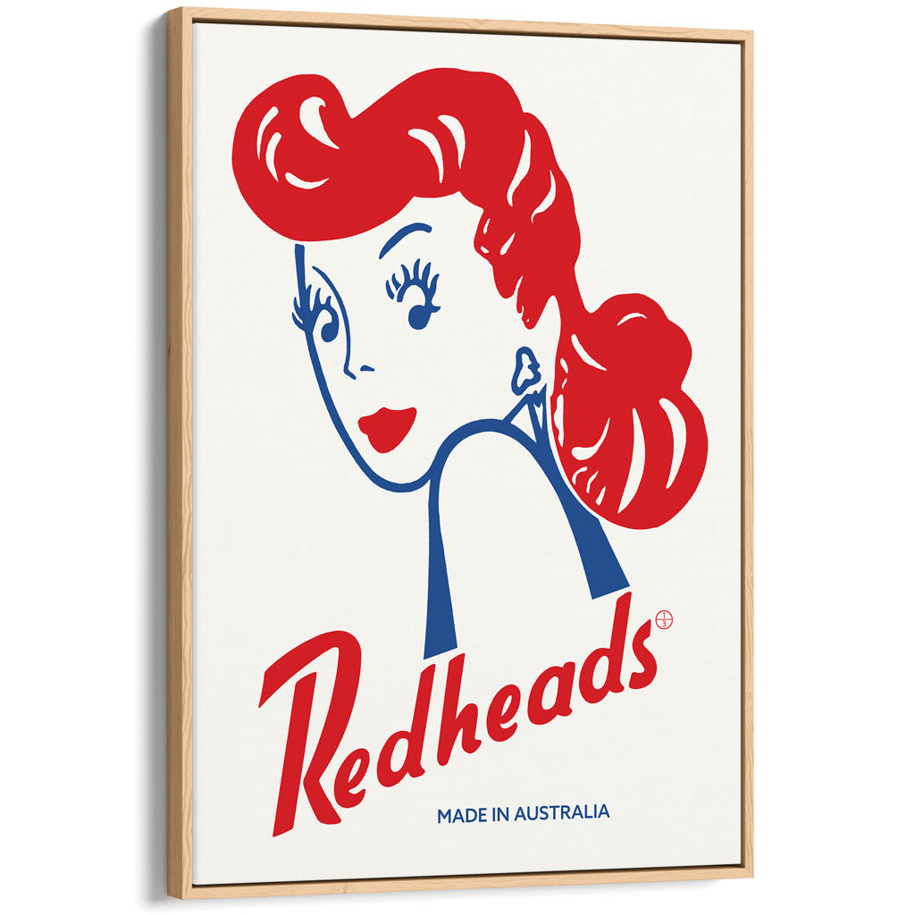 REDHEADS MATCHES 1947 | AUSTRALIA A3 | 297 x 420mm | 11.7 x 16.5 inches / Canvas Floating Frame: Natural Oak Timber
