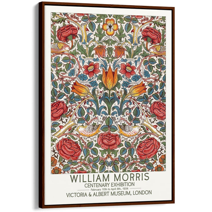 William Morris Roses | Great Britain A4 210 X 297Mm 8.3 11.7 Inches / Canvas Floating Frame: