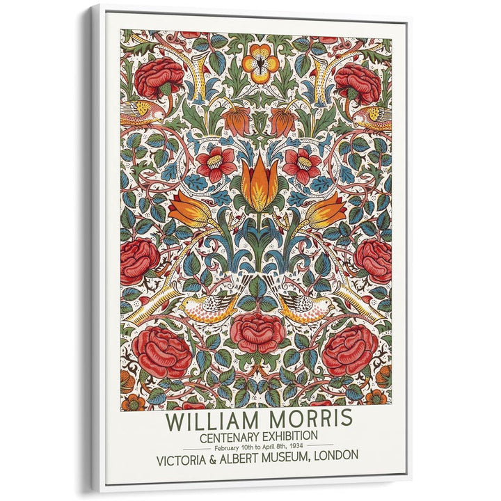 William Morris Roses | Great Britain A4 210 X 297Mm 8.3 11.7 Inches / Canvas Floating Frame: White