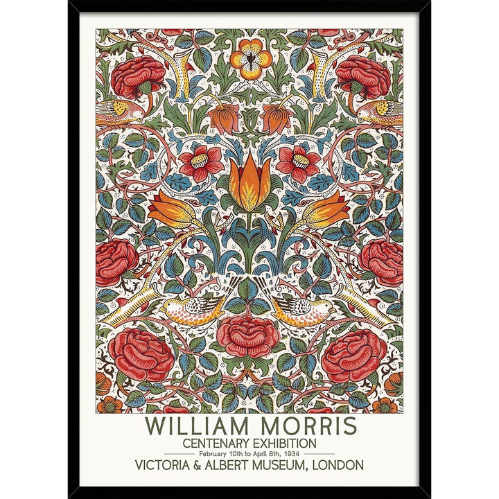 William Morris Roses | Great Britain A4 210 X 297Mm 8.3 11.7 Inches / Framed Print: Black Timber