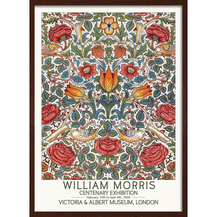William Morris Roses | Great Britain A4 210 X 297Mm 8.3 11.7 Inches / Framed Print: Chocolate Oak