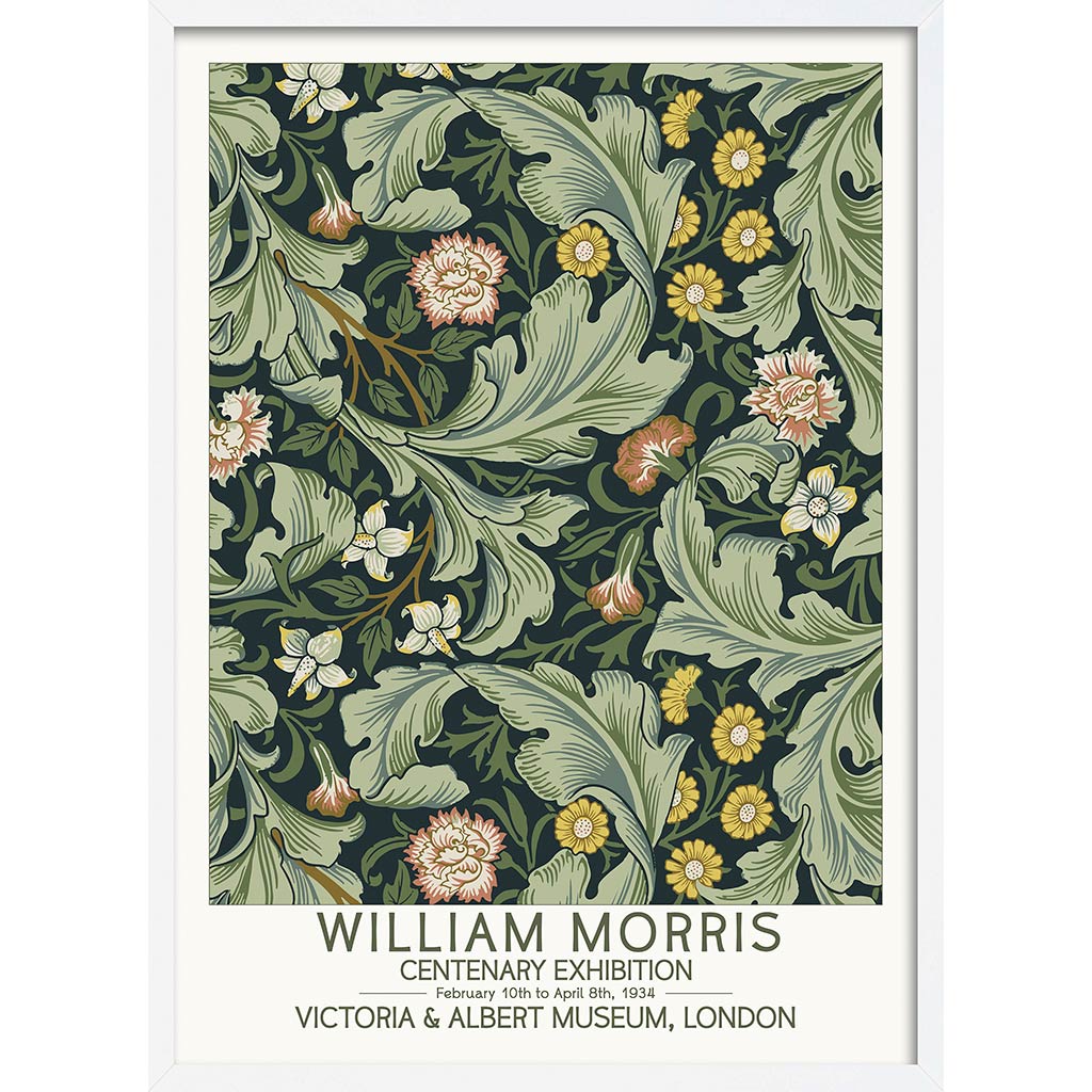 William Morris Leicester | Great Britain A4 210 X 297Mm 8.3 11.7 Inches / Framed Print: White Timber