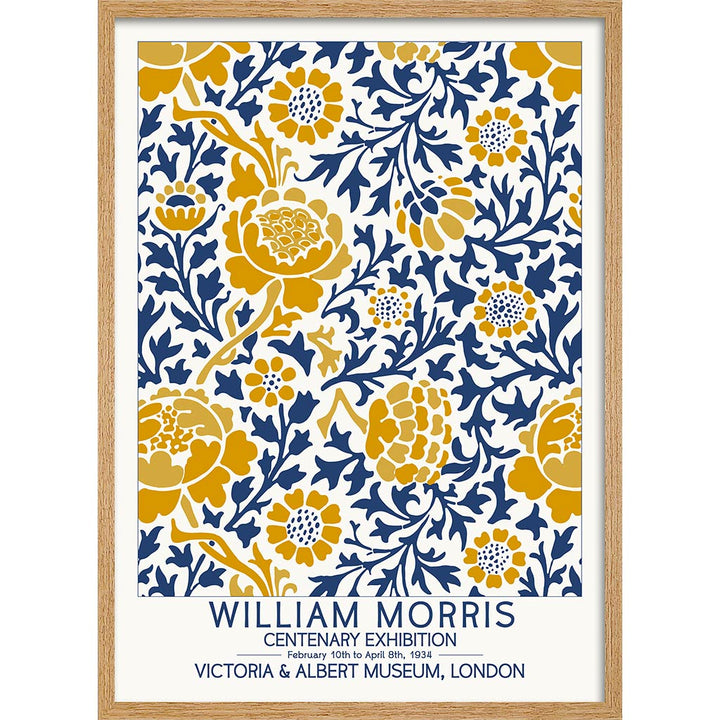 William Morris Gold & Blue | Great Britain A4 210 X 297Mm 8.3 11.7 Inches / Framed Print: Natural