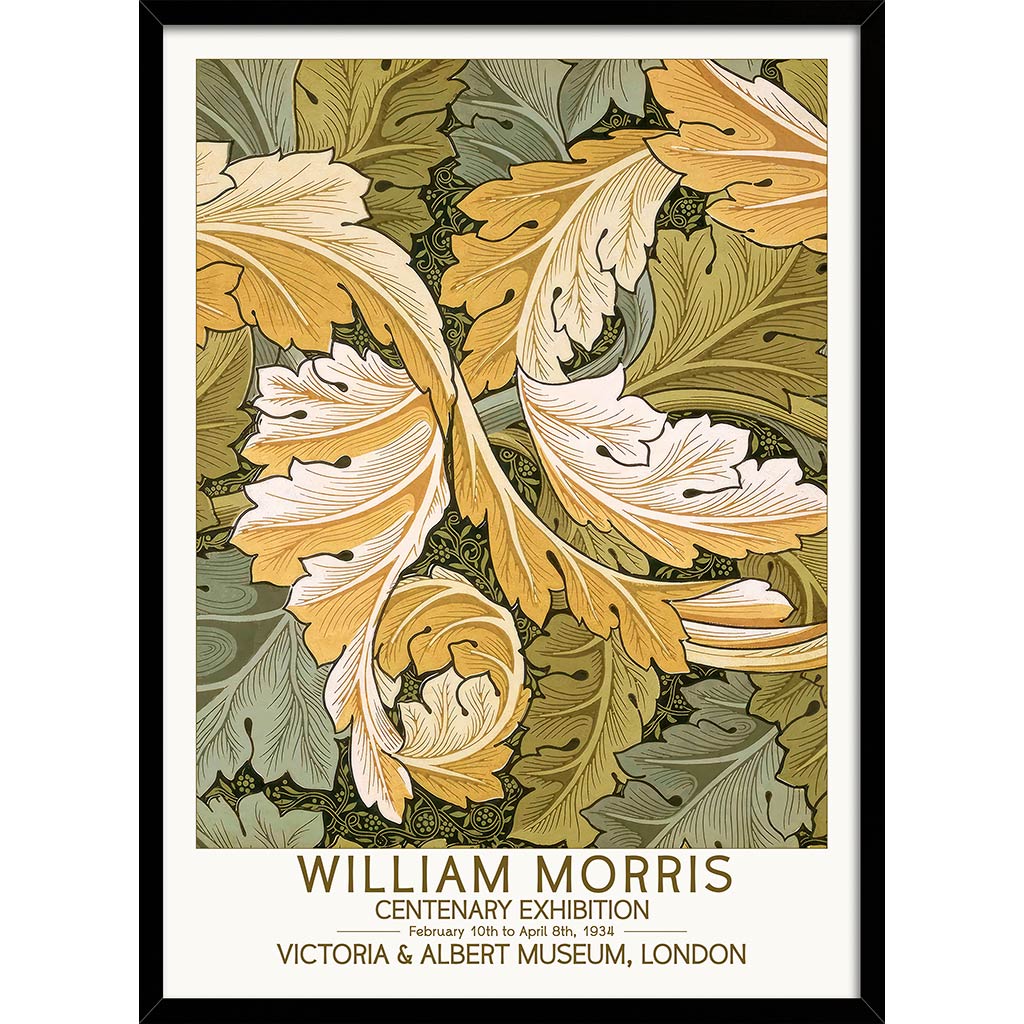 William Morris Acanthus | Great Britain A4 210 X 297Mm 8.3 11.7 Inches / Framed Print: Black Timber