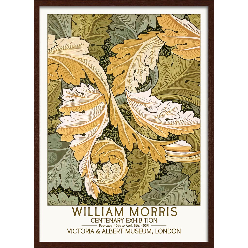 William Morris Acanthus | Great Britain A4 210 X 297Mm 8.3 11.7 Inches / Framed Print: Chocolate Oak