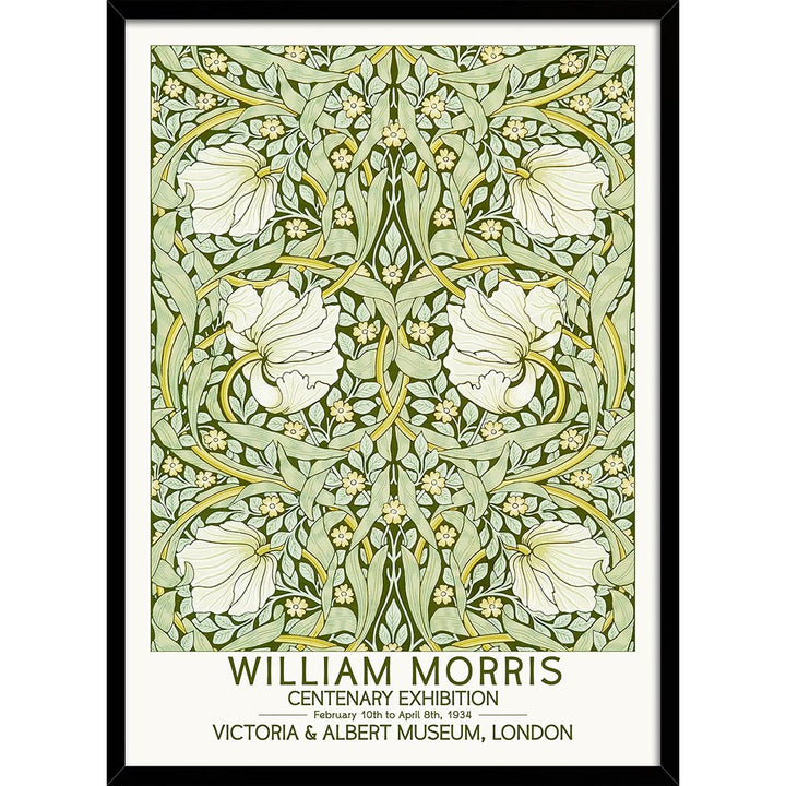 William Morris Pimpernel | Great Britain A4 210 X 297Mm 8.3 11.7 Inches / Framed Print: Black Timber