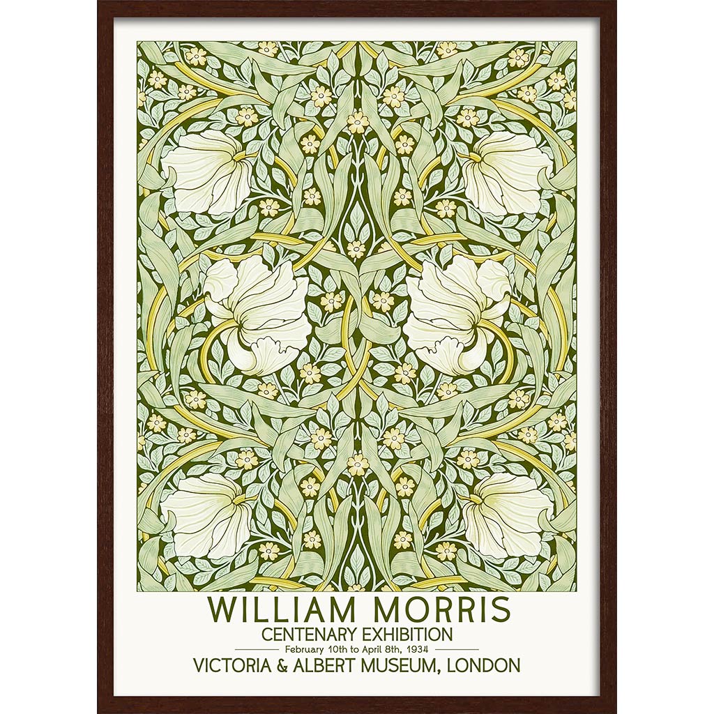William Morris Pimpernel | Great Britain A4 210 X 297Mm 8.3 11.7 Inches / Framed Print: Chocolate