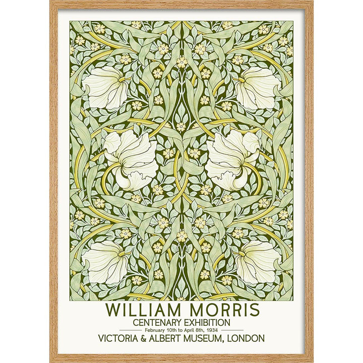 William Morris Pimpernel | Great Britain A4 210 X 297Mm 8.3 11.7 Inches / Framed Print: Natural Oak