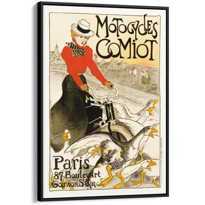 Steinlen Comiot Geese | France A4 210 X 297Mm 8.3 11.7 Inches / Canvas Floating Frame: Black Timber