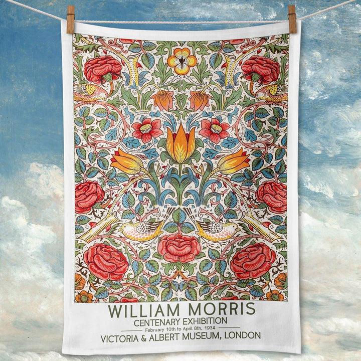 Linen Tea Towel | William Morris Roses Linen Tea Towel