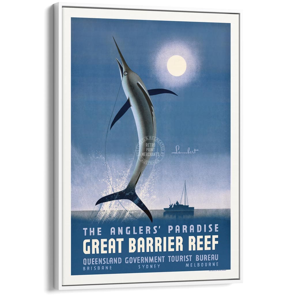 ANGLERS’ PARADISE QUEENSLAND | AUSTRALIA A3 | 297 x 420mm | 11.7 x 16.5 inches / Canvas Floating Frame: White Timber
