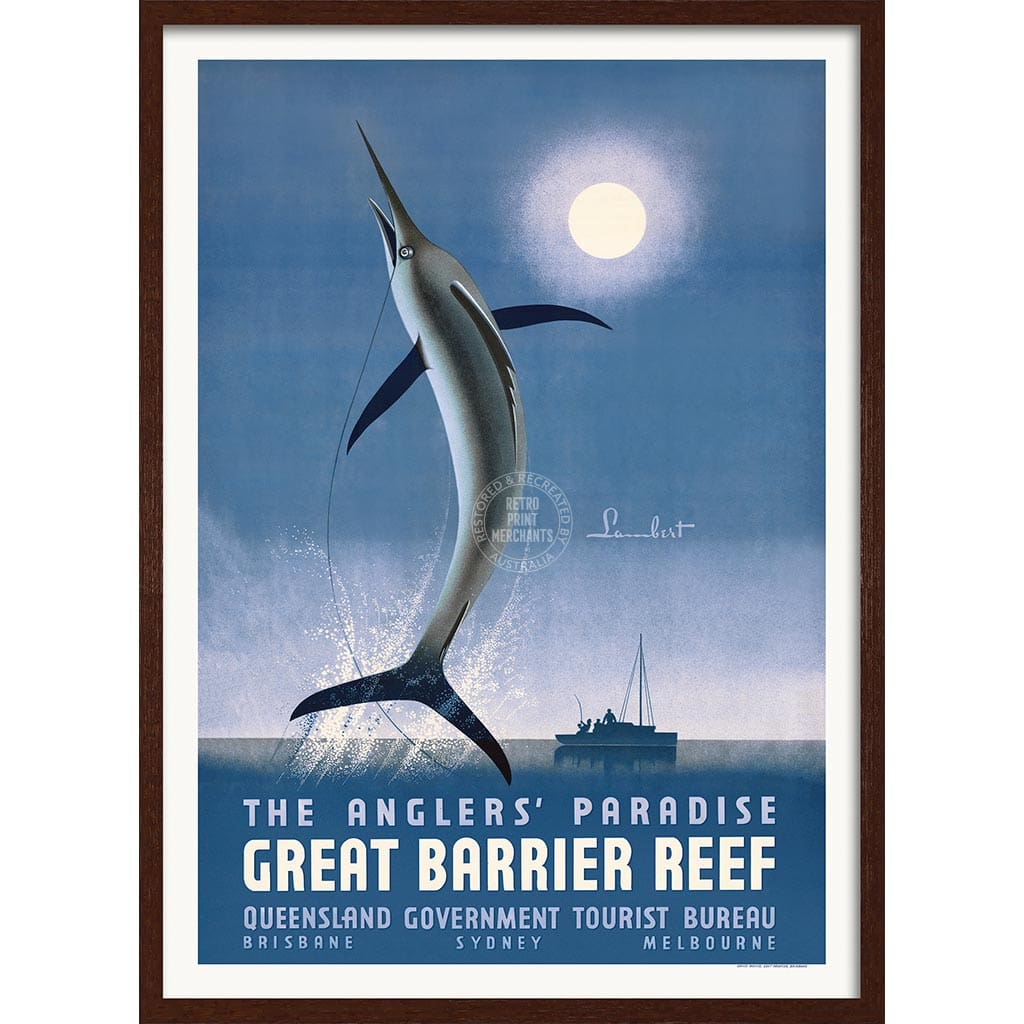 ANGLERS’ PARADISE QUEENSLAND | AUSTRALIA A3 | 297 x 420mm | 11.7 x 16.5 inches / Framed Print: Chocolate Oak Timber