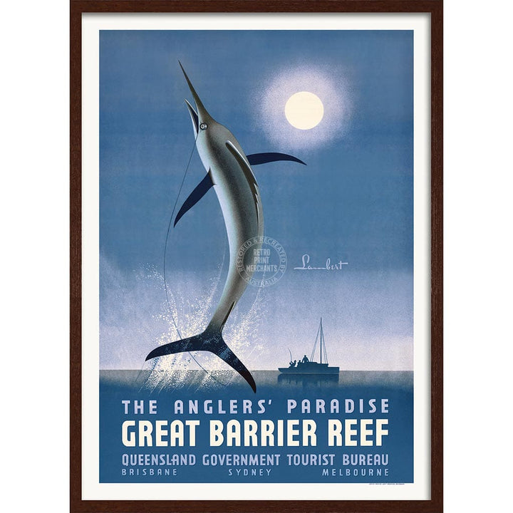 ANGLERS’ PARADISE QUEENSLAND | AUSTRALIA A3 | 297 x 420mm | 11.7 x 16.5 inches / Framed Print: Chocolate Oak Timber