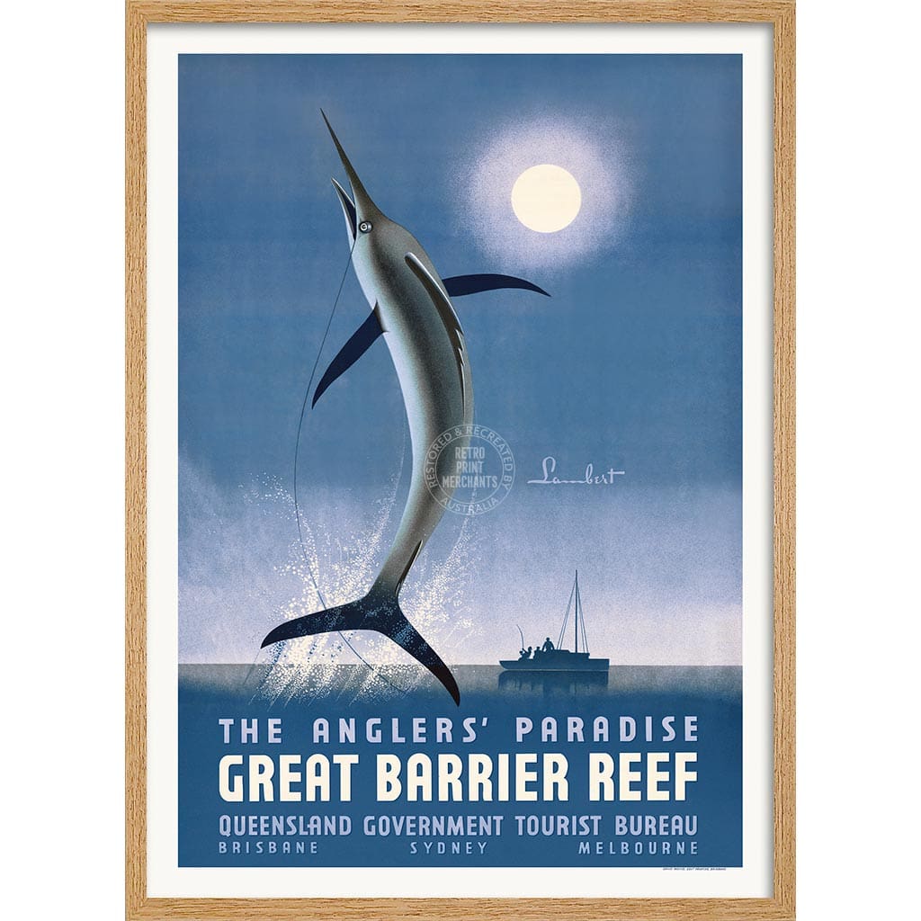 ANGLERS’ PARADISE QUEENSLAND | AUSTRALIA A3 | 297 x 420mm | 11.7 x 16.5 inches / Framed Print: Natural Oak Timber Print