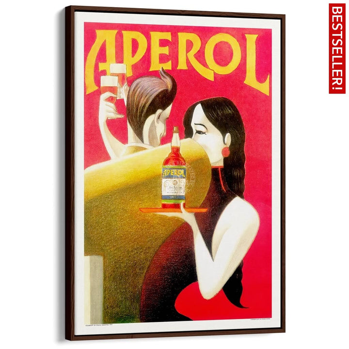Aperol 1990 | Italy A4 210 X 297Mm 8.3 11.7 Inches / Canvas Floating Frame: Chocolate Oak Timber