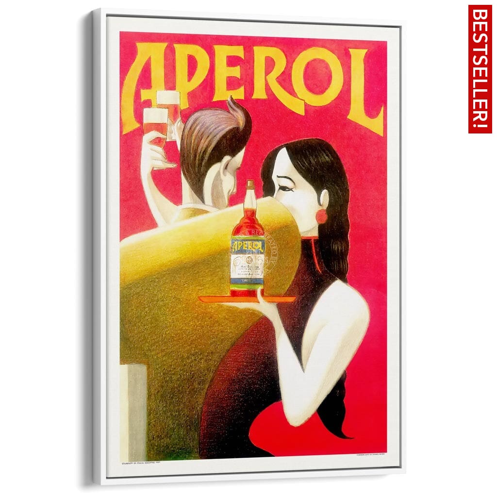 Aperol 1990 | Italy A4 210 X 297Mm 8.3 11.7 Inches / Canvas Floating Frame: White Timber Print Art