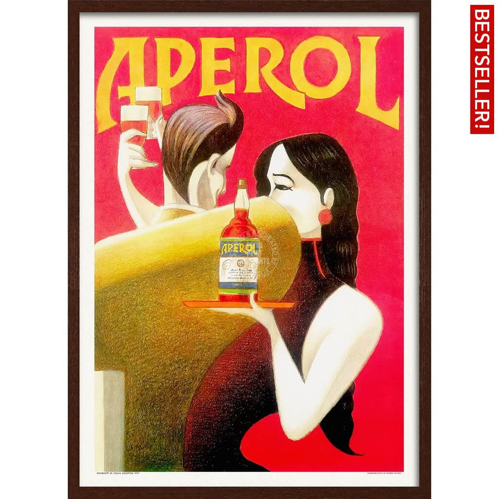 Aperol 1990 | Italy A4 210 X 297Mm 8.3 11.7 Inches / Framed Print: Chocolate Oak Timber Print Art