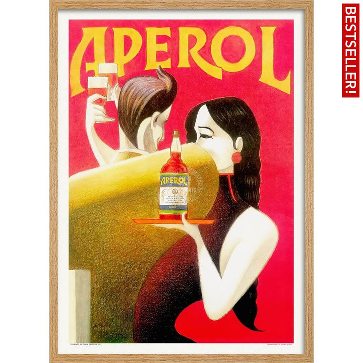 Aperol 1990 | Italy A4 210 X 297Mm 8.3 11.7 Inches / Framed Print: Natural Oak Timber Print Art