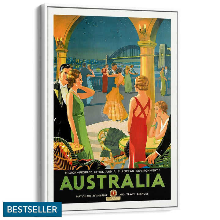 Australia By Trompf | A4 210 X 297Mm 8.3 11.7 Inches / Canvas Floating Frame: White Timber Print Art