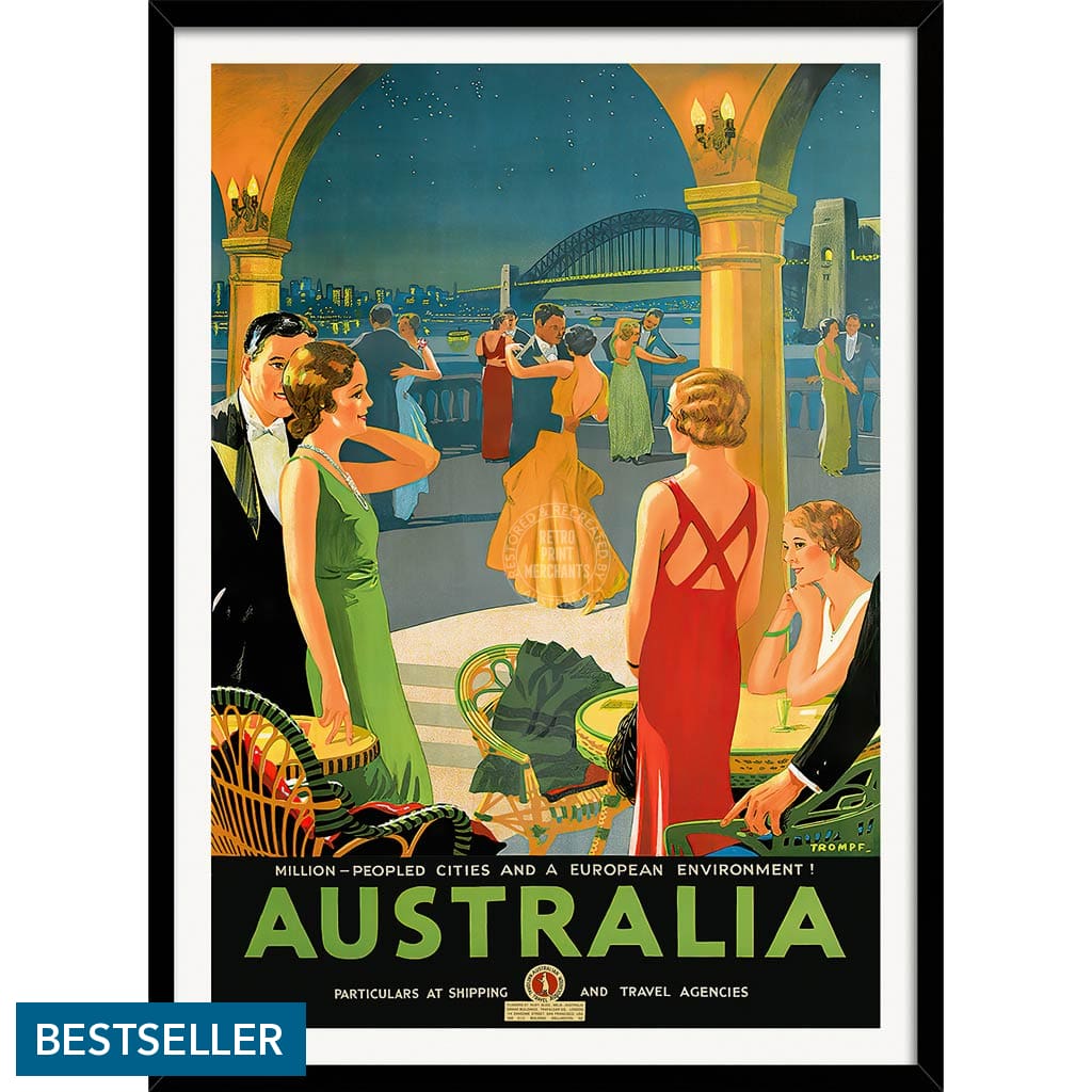 Australia By Trompf | A4 210 X 297Mm 8.3 11.7 Inches / Framed Print: Black Timber Print Art