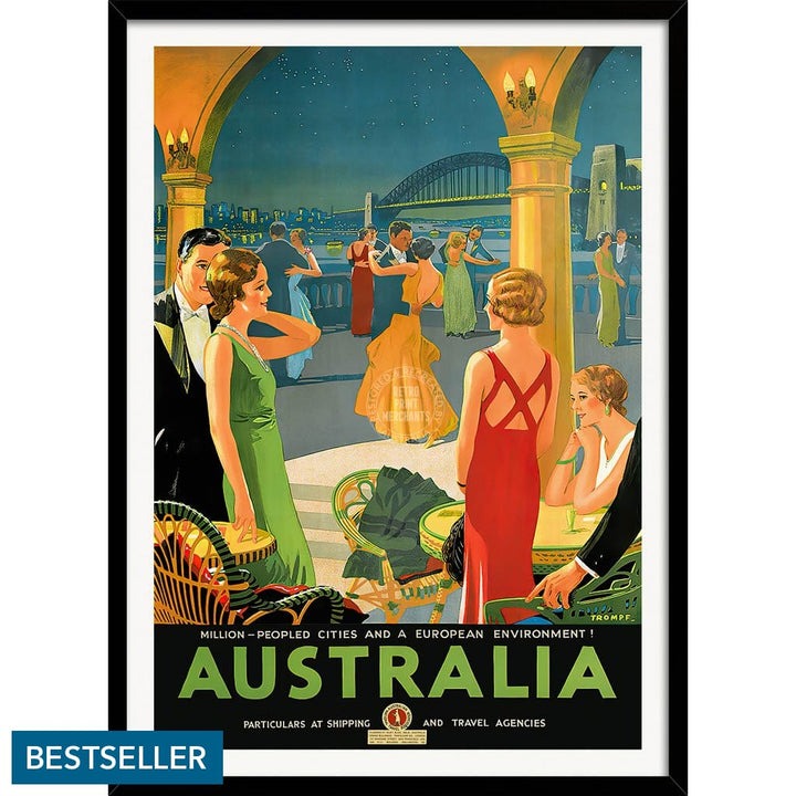 Australia By Trompf | A4 210 X 297Mm 8.3 11.7 Inches / Framed Print: Black Timber Print Art