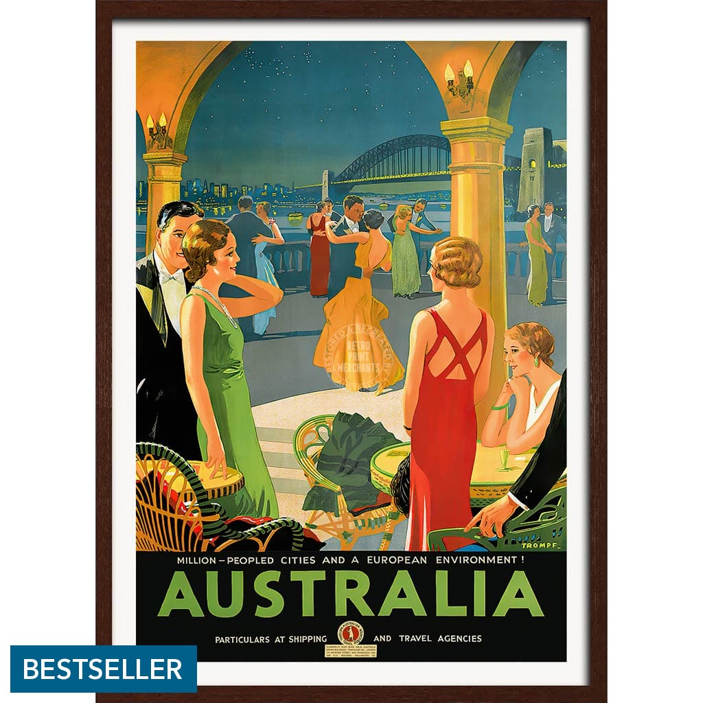 Australia By Trompf | A4 210 X 297Mm 8.3 11.7 Inches / Framed Print: Chocolate Oak Timber Print Art