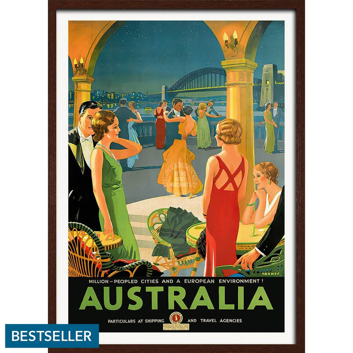 Australia By Trompf | A4 210 X 297Mm 8.3 11.7 Inches / Framed Print: Chocolate Oak Timber Print Art