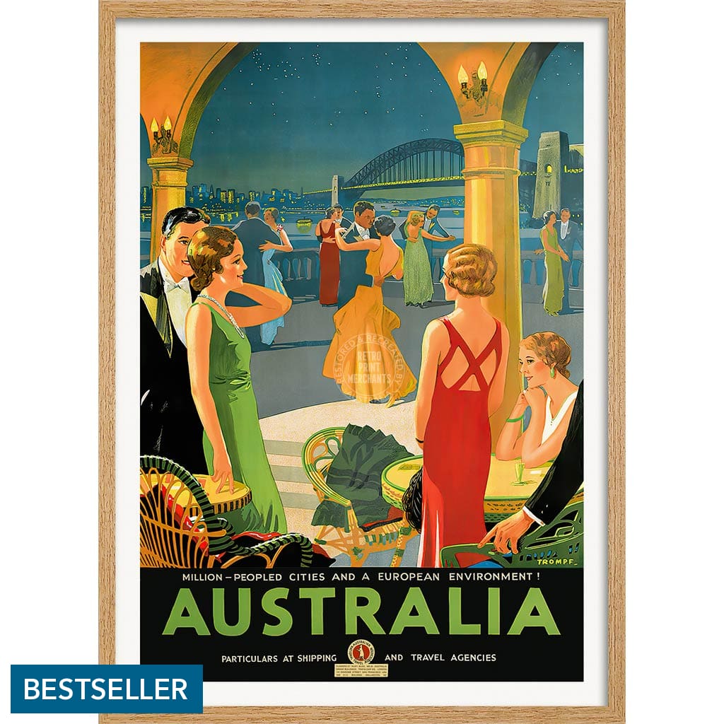 Australia By Trompf | A4 210 X 297Mm 8.3 11.7 Inches / Framed Print: Natural Oak Timber Print Art