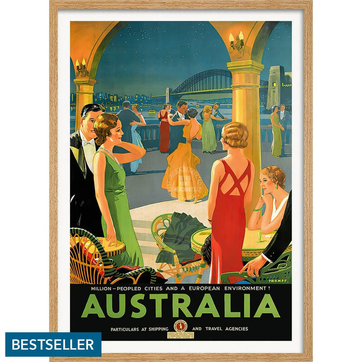 Australia By Trompf | A4 210 X 297Mm 8.3 11.7 Inches / Framed Print: Natural Oak Timber Print Art
