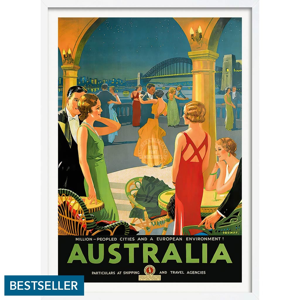 Australia By Trompf | A4 210 X 297Mm 8.3 11.7 Inches / Framed Print: White Timber Print Art