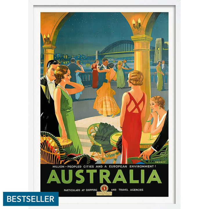 Australia By Trompf | A4 210 X 297Mm 8.3 11.7 Inches / Framed Print: White Timber Print Art