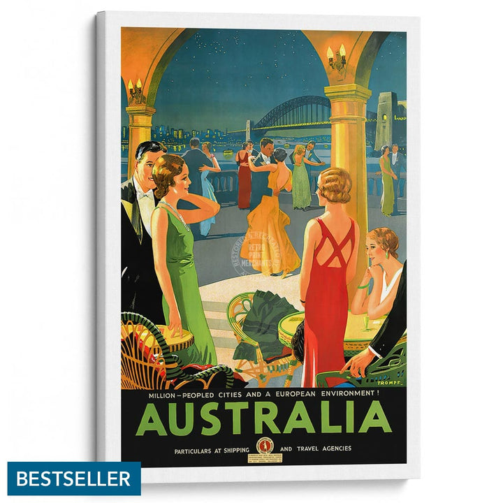 Australia By Trompf | A3 297 X 420Mm 11.7 16.5 Inches / Stretched Canvas Print Art