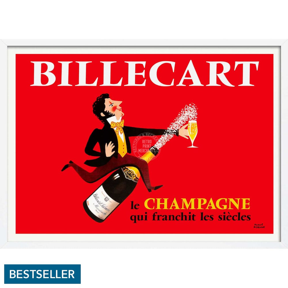 Billecart Champagne | France A4 210 X 297Mm 8.3 11.7 Inches / Framed Print: White Timber Print Art