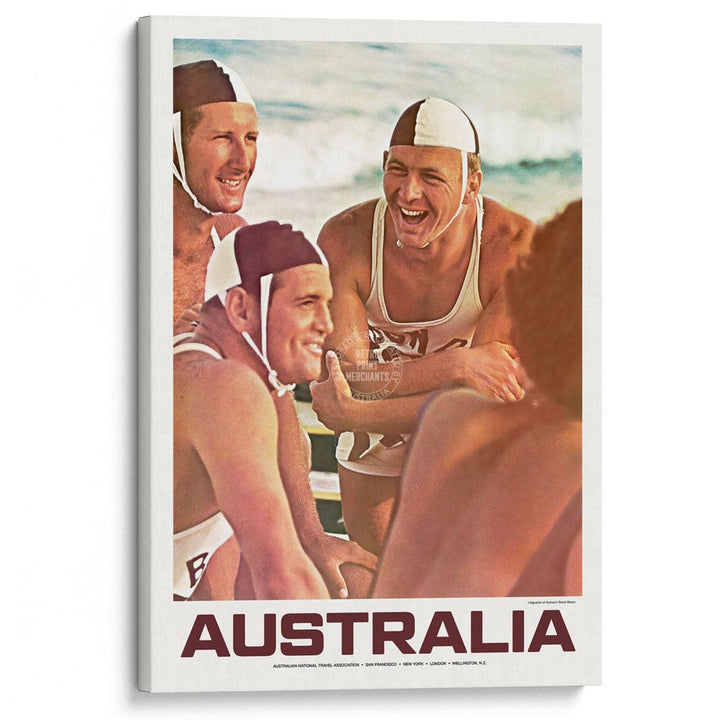 BONDI BEACH LIFEGUARDS 1960 | AUSTRALIA A3 | 297 x 420mm | 11.7 x 16.5 inches / Stretched Canvas Print Art