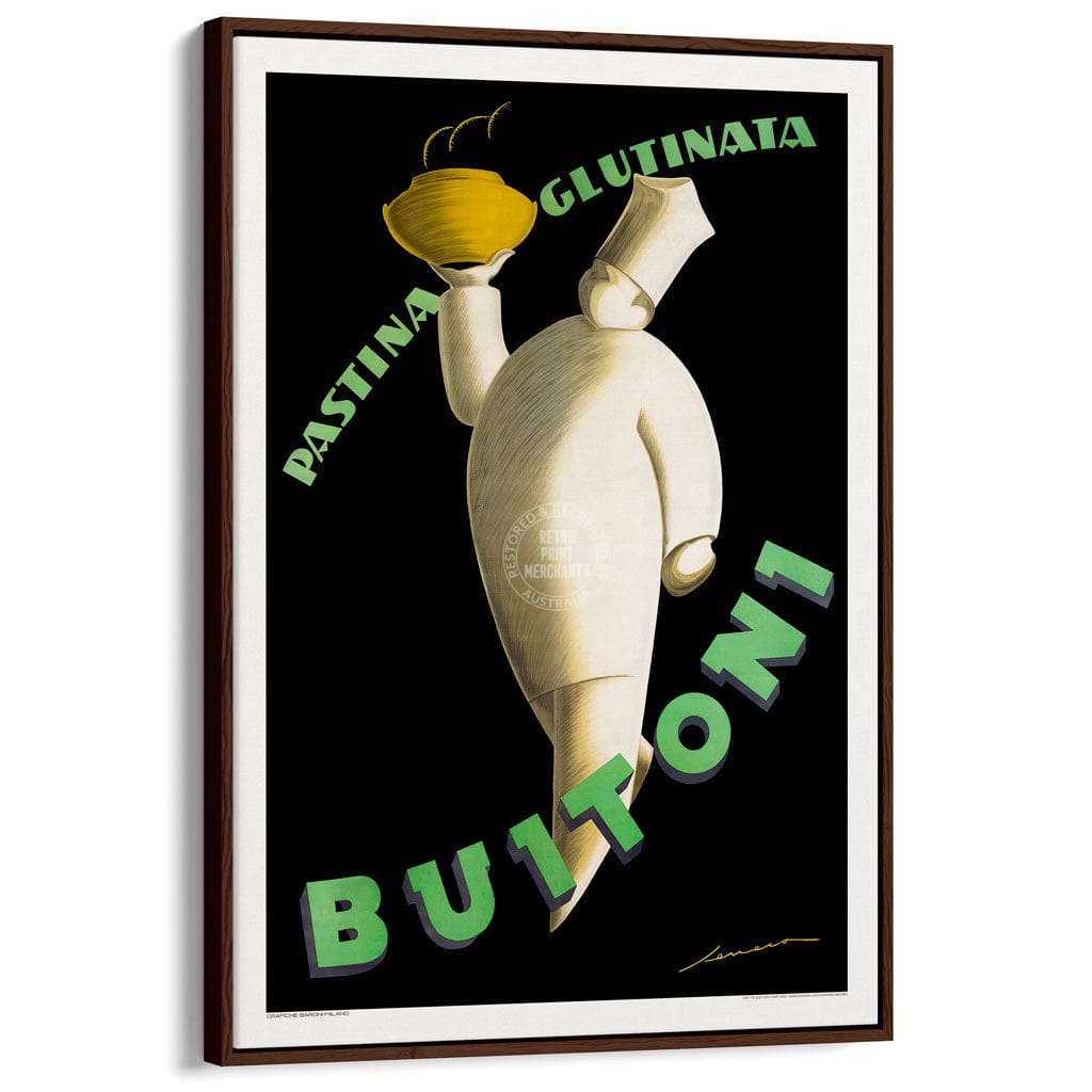 Buitoni Pasta | Italy A3 297 X 420Mm 11.7 16.5 Inches / Canvas Floating Frame - Dark Oak Timber