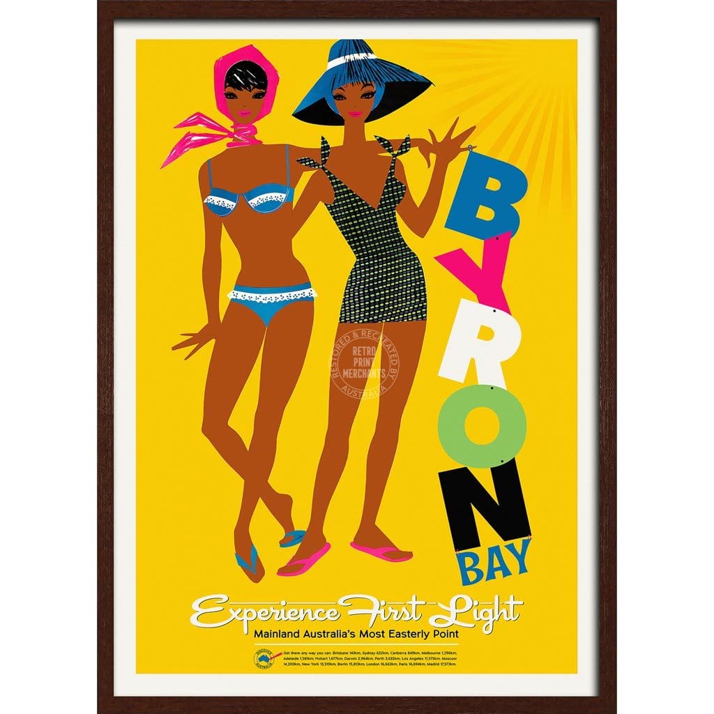 Byron Bay | Australia 422Mm X 295Mm 16.6 11.6 A3 / Dark Oak Print Art