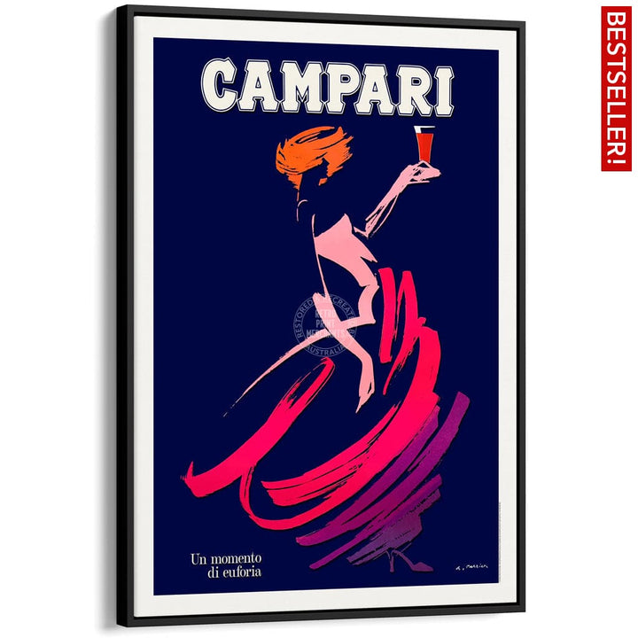 Campari Euphoria | Italy A4 210 X 297Mm 8.3 11.7 Inches / Canvas Floating Frame: Black Timber Print