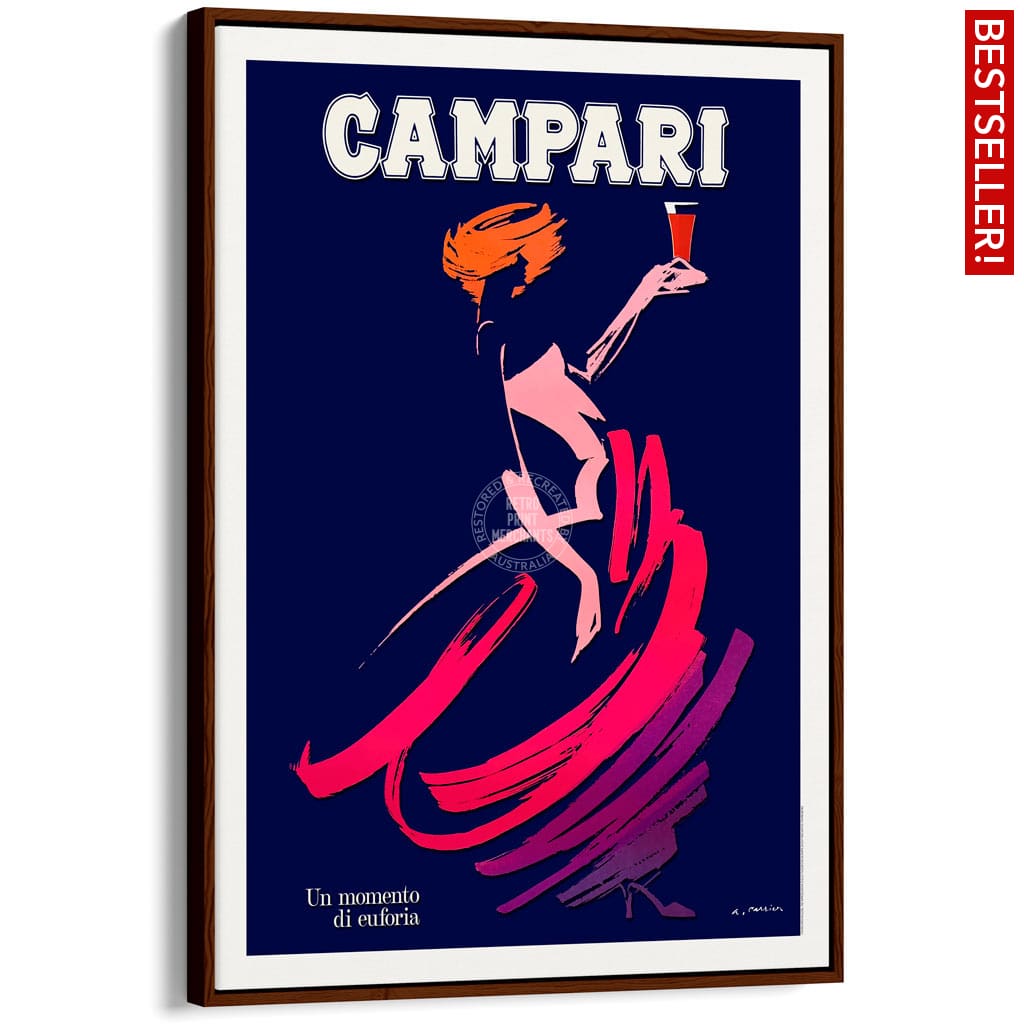 Campari Euphoria | Italy A4 210 X 297Mm 8.3 11.7 Inches / Canvas Floating Frame: Chocolate Oak