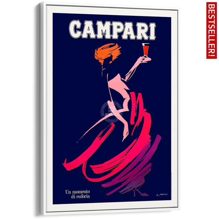 Campari Euphoria | Italy A4 210 X 297Mm 8.3 11.7 Inches / Canvas Floating Frame: White Timber Print