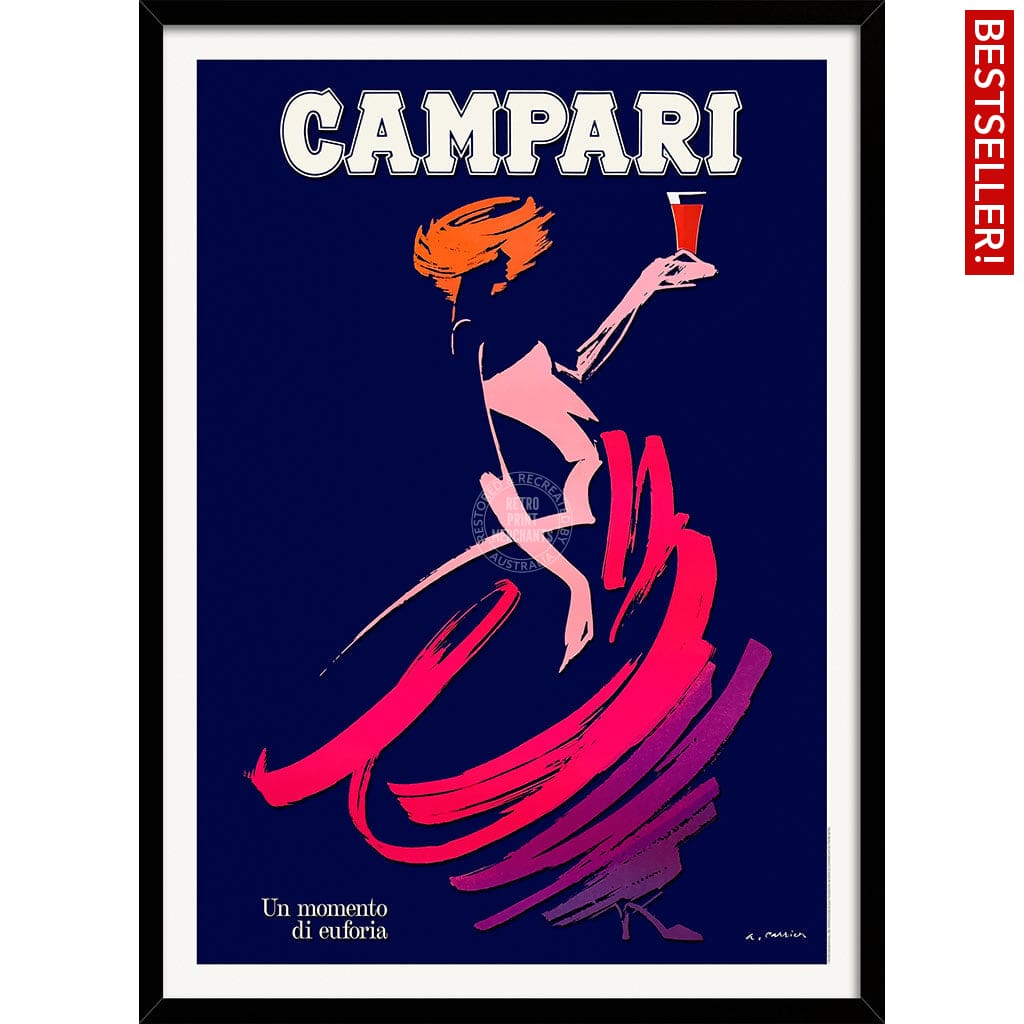 Campari Euphoria | Italy A4 210 X 297Mm 8.3 11.7 Inches / Framed Print: Black Timber Print Art