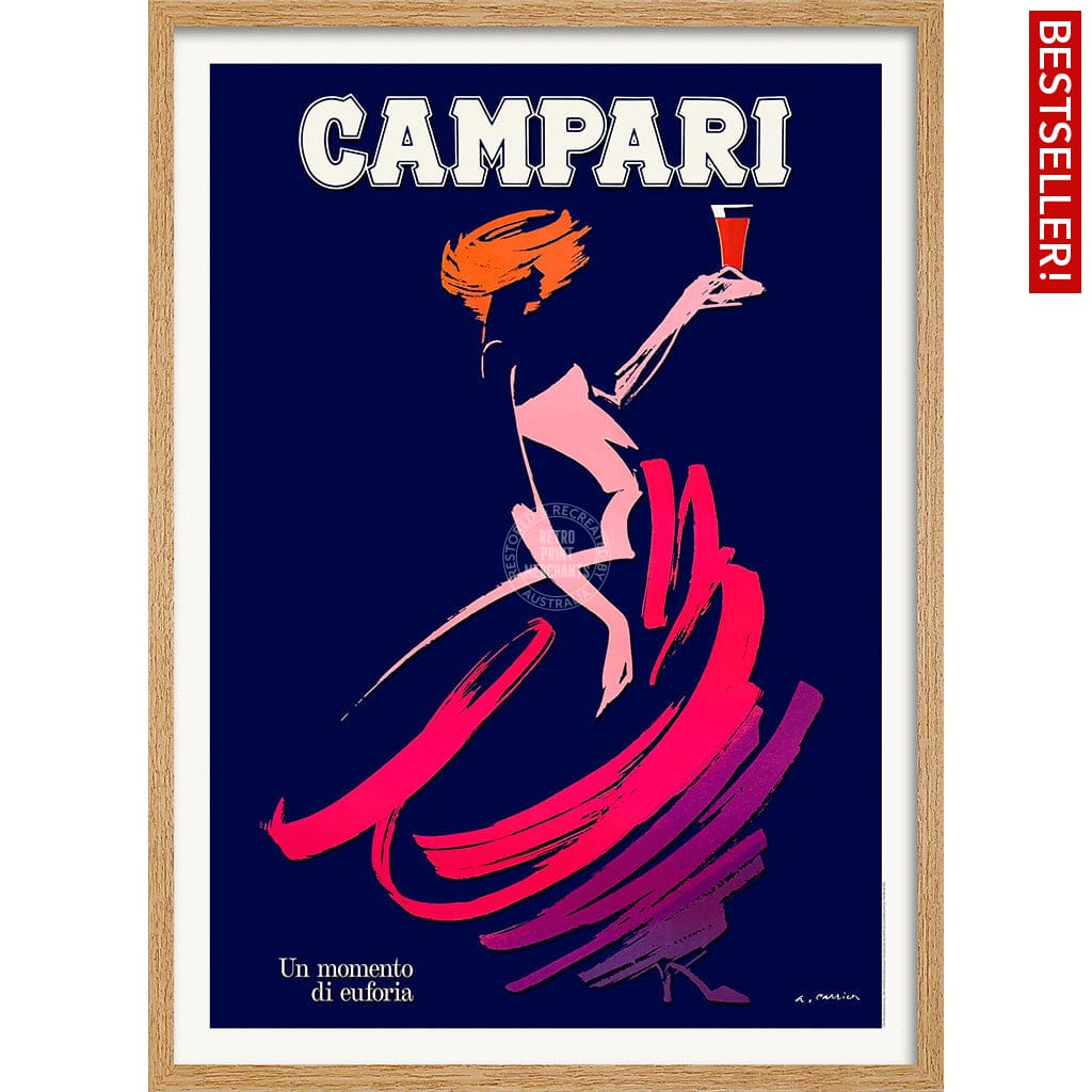 Campari Euphoria | Italy A4 210 X 297Mm 8.3 11.7 Inches / Framed Print: Natural Oak Timber Print Art