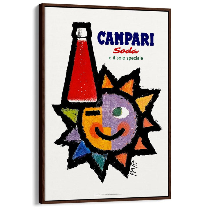 Campari Sun | Italy A3 297 X 420Mm 11.7 16.5 Inches / Canvas Floating Frame - Dark Oak Timber Print