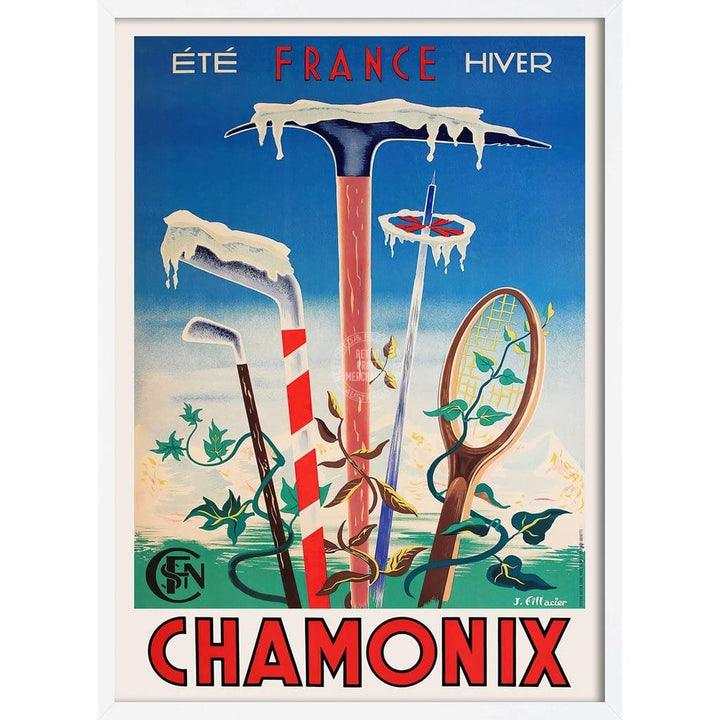Chamonix Ete Hiver | France 422Mm X 295Mm 16.6 11.6 A3 / White Print Art
