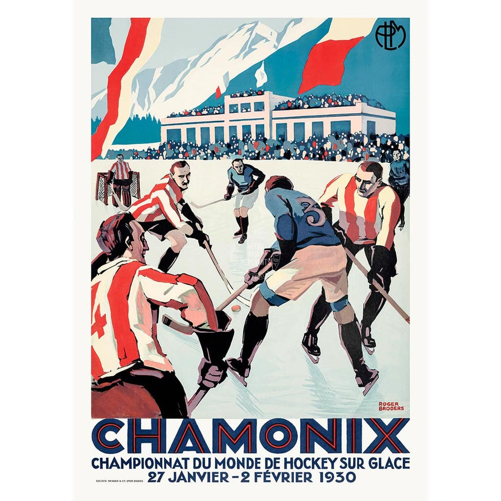 Chamonix Ice Hockey 1930 | France A3 297 X 420Mm 11.7 16.5 Inches / Unframed Print Art
