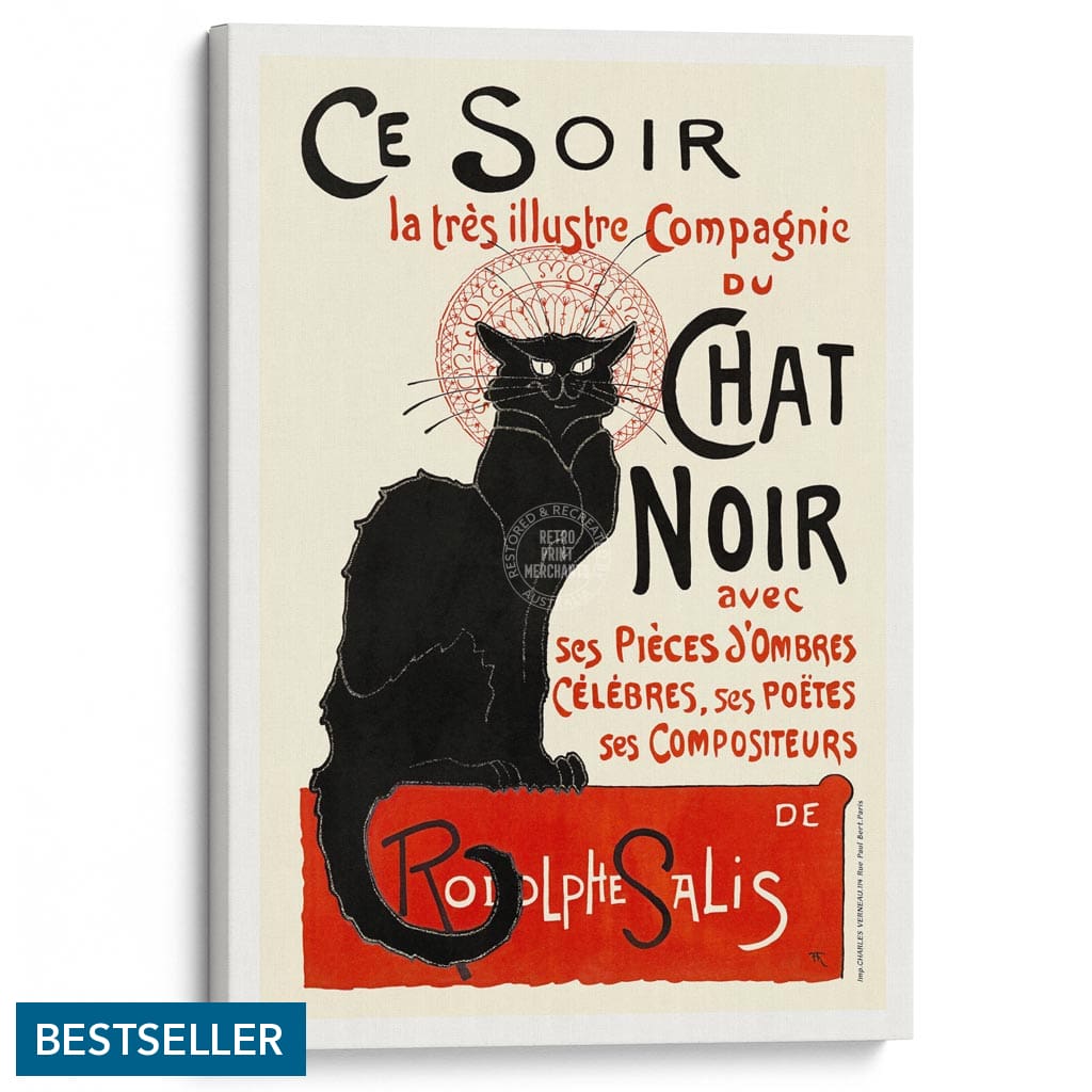 Chat Noir | France A3 297 X 420Mm 11.7 16.5 Inches / Stretched Canvas Print Art