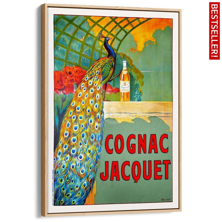 Cognac Jacquet Peacock | France A3 297 X 420Mm 11.7 16.5 Inches / Canvas Floating Frame - Natural