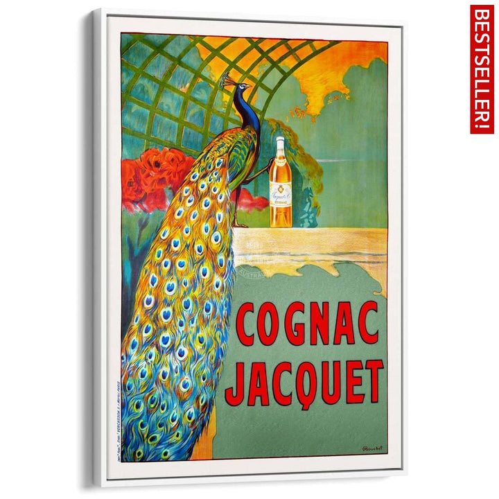 Cognac Jacquet Peacock | France A3 297 X 420Mm 11.7 16.5 Inches / Canvas Floating Frame - White