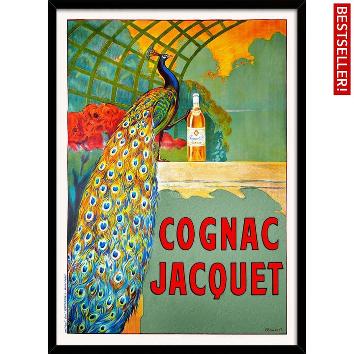Cognac Jacquet Peacock | France A3 297 X 420Mm 11.7 16.5 Inches / Framed Print - Black Timber Art